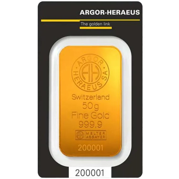 Argor Heraeus SA Švajčiarsko zlatá tehlička 50 gramov