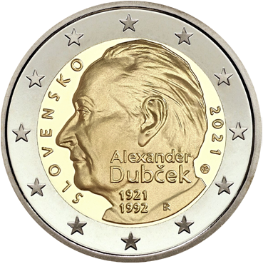 2 € - Alexander Dubček - 100. výročie narodenia 2021